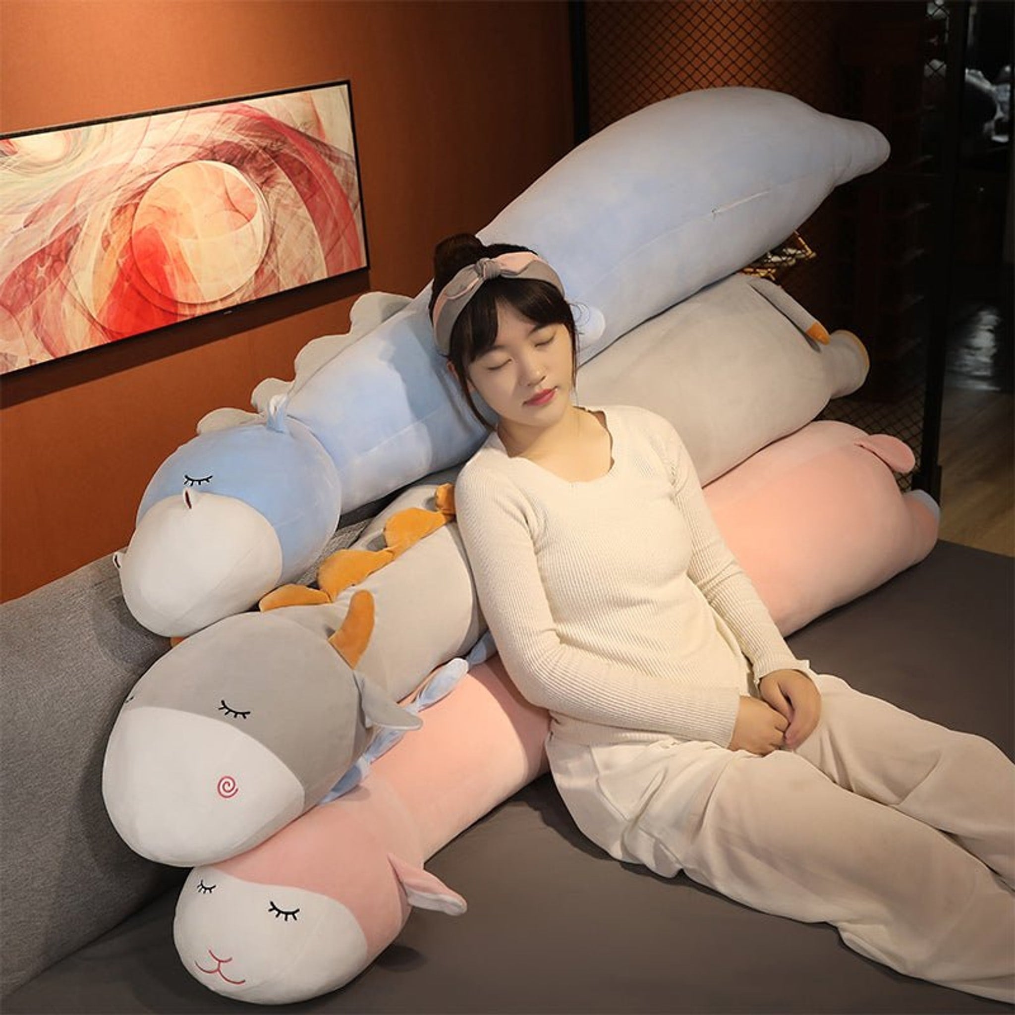 Sleeping Pastel Animal Body Pillow