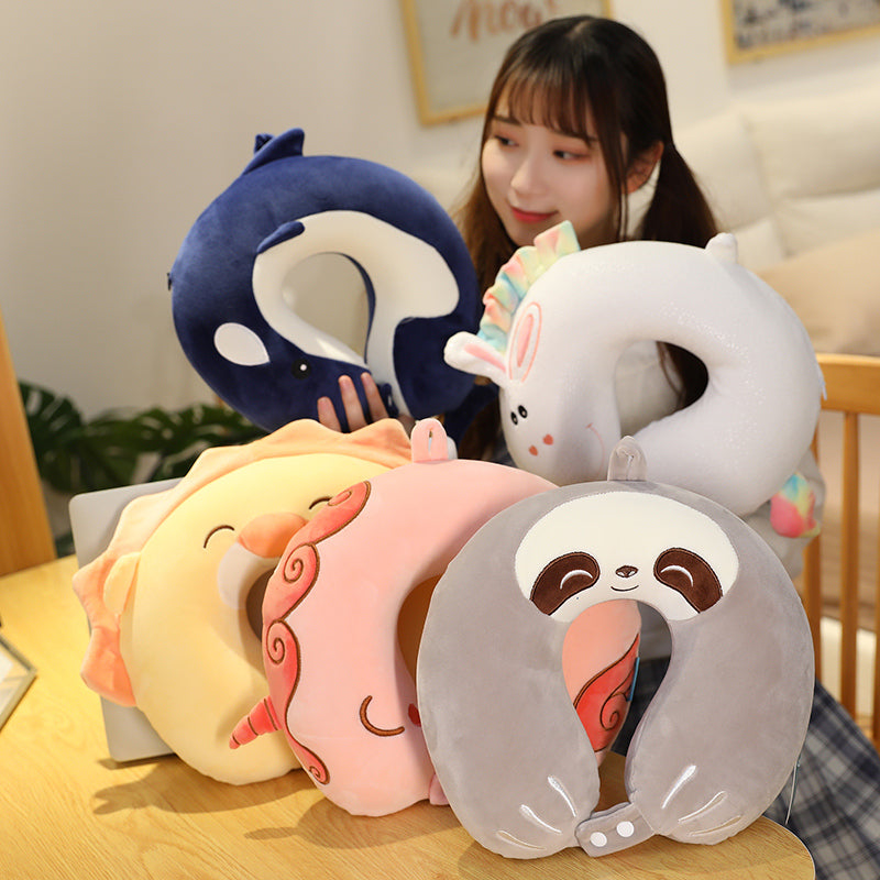 Cute Travel Neck Pillow - Plush Memory Foam, Ergonomic Support, Adorable Design for Comfortable Journeys